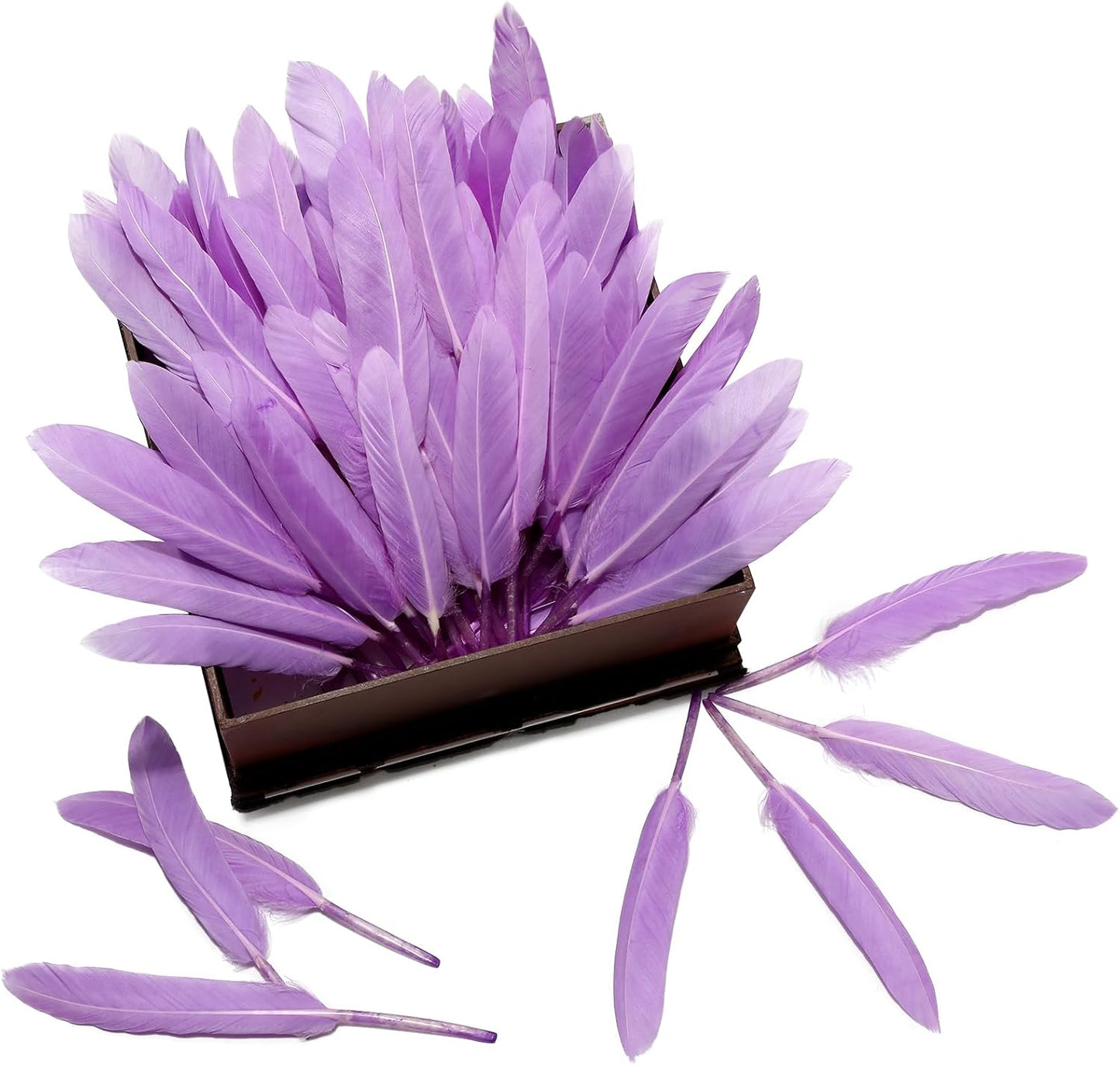 FeelfunFeather 120pcs Light Purple Goose Cochettes Feather Natural Bulk 4-6 inch 10-15cm for Wedding Party Christmas Decorations DIY Crafts Goose Cochettes Feather