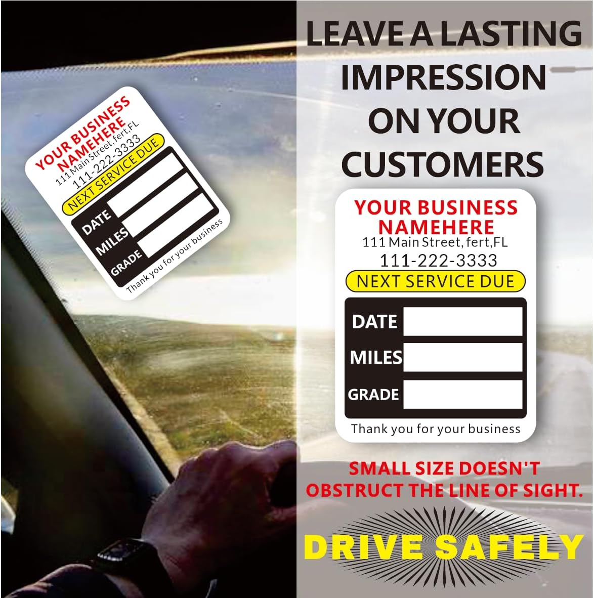 Custom Oil Change Stickers with Your Business Name - Auto Maintenance Service Reminder for Cars Vehicles Trucks Personalized Oil Change Stickers for Windshield 2 Inches（10-10000 pcs）