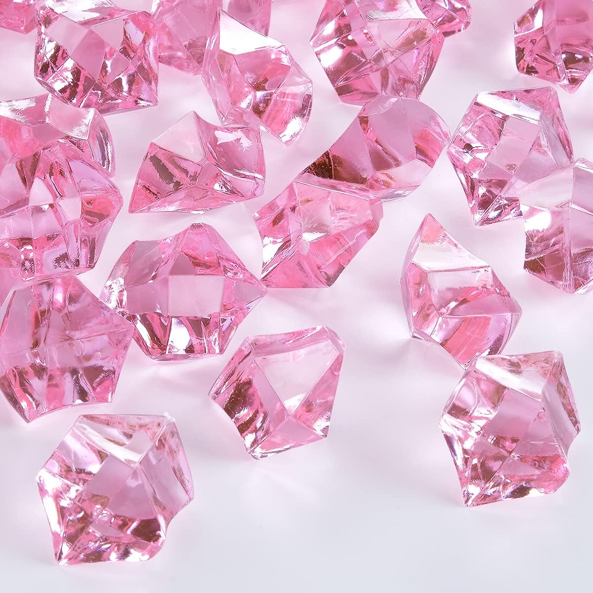Babenest Acrylic Crushed Ice Rocks, 150 PCS Fake Crystals Plastic Ice Cubes Diamonds Gems for Vase Fillers, Home Decoration, Table Scatter, Event, Wedding, Arts & Crafts (Pink)