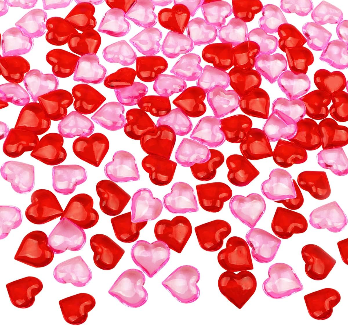 Fangoo 110 Pieces Red Pink Acrylic Heart Gems for Valentine's Day Decor Heart Rocks Vase Filler Table Scatter for DIY Crafts Engagement Wedding Anniversary Home Decoration
