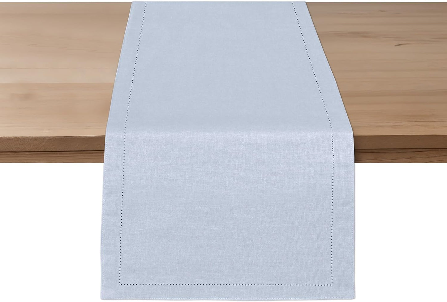 Ruvanti Linen Table Runner 36 Inches, Classic Hemstitch, Washable, Reusable, Non-Slipping, Stain Resistant- Perfect for Parties, Weddings, Dinners, Thanksgiving, Christmas, Indoor use – Arctic Ice