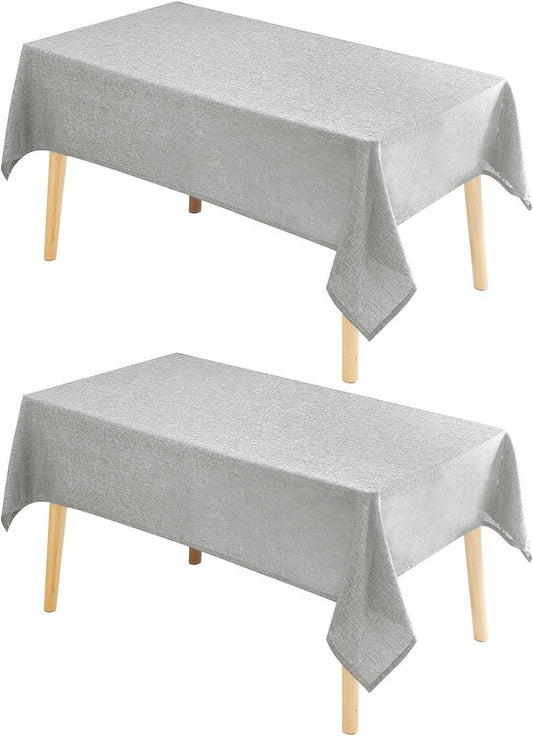 Hiasan 2 Pack Faux Linen Square Tablecloth - Wrinkle and Stain Resistant Washable Table Cloth for Kitchen Dining Room Holiday Table Cover for Party Dinner, Light Grey, 54 x 54 Inch