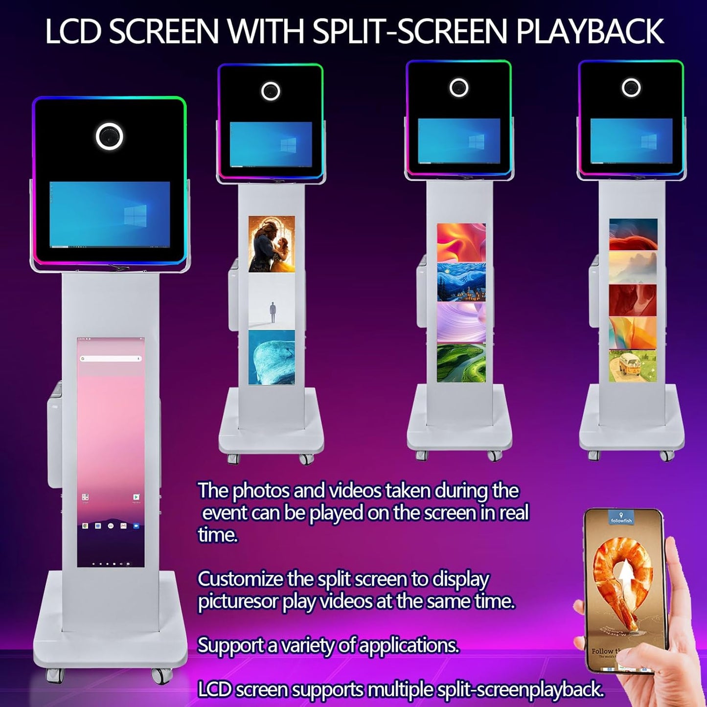 Portable Photo Booth with 15.6''and 29''LCD Touch Screen Selfie Photobooth Machine for Events Wedding Party Rental Christmas Flight Case (Machine+Camera)