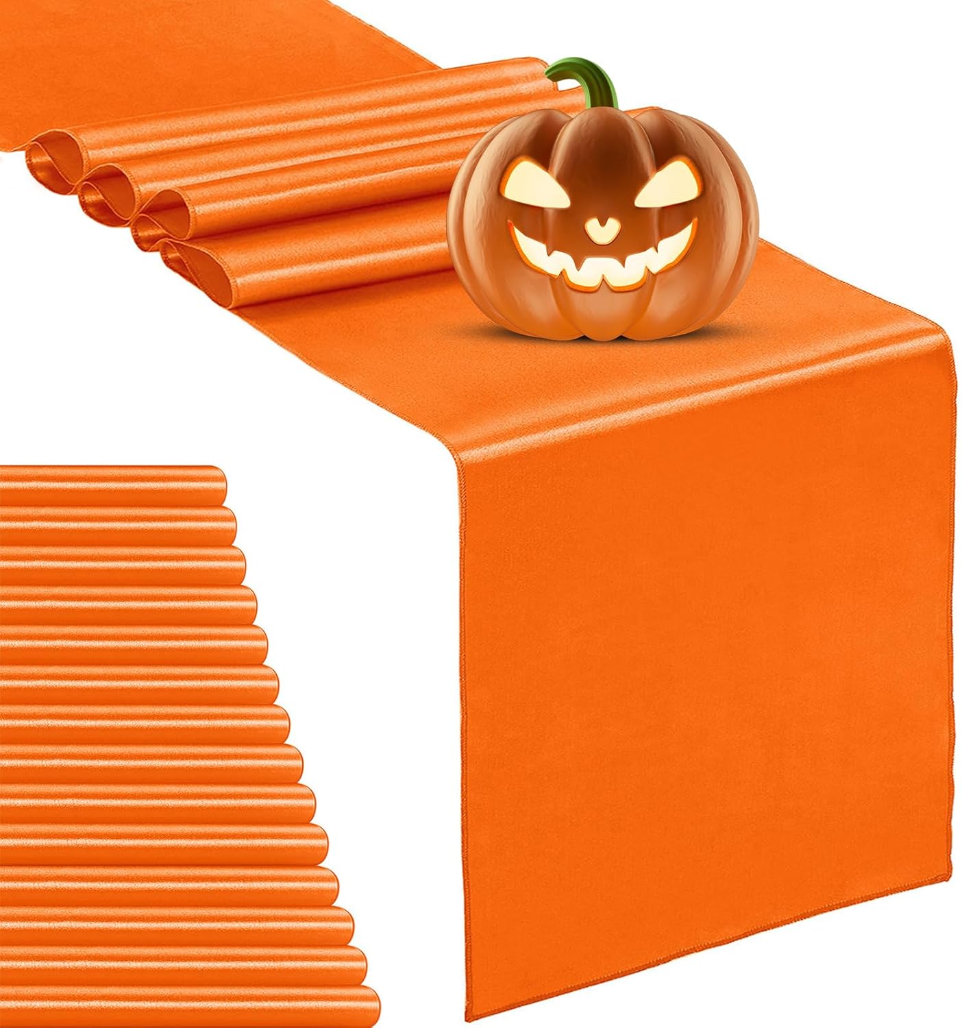 15-Pack Satin Table Runner Orange 12 x 108 inches Long, Table Runners for Wedding, Birthday Parties, Banquets Decorations（15 Pack, 12x108 Inch, Orange）