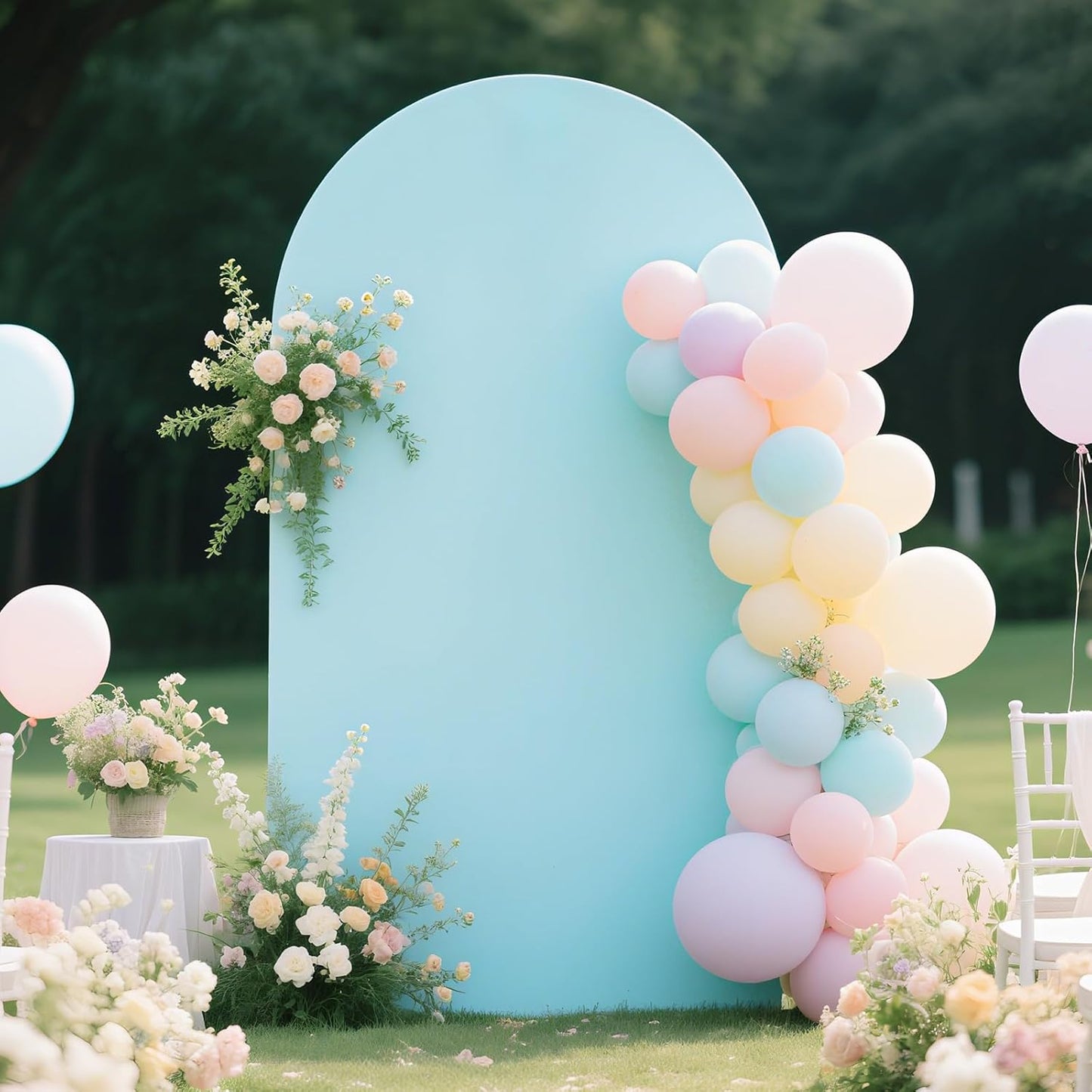 Ledido Wedding Arch Backdrop Cover 7.2FT Arch Covers Fitted Stretchy Spandex Round Top Stand Backdrop Cover for Wedding Banquet Ceremony Birthday Party Baby Shower Event Decoration,Blue