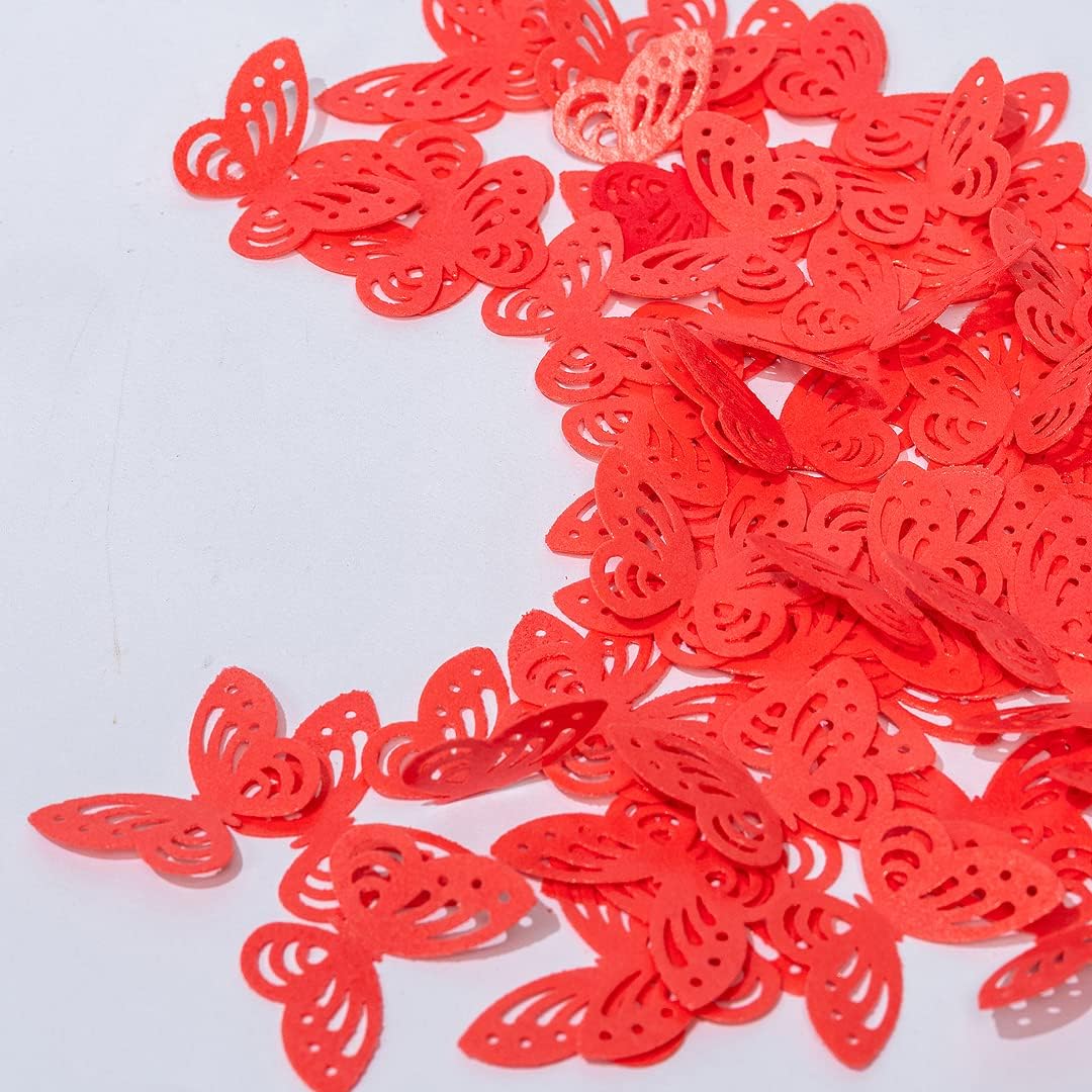 Red Edible butterflies Wafer Paper Cake Cupcake for Decorating Rice Paper Flower Food Decorations for Baking Girl Birthday Party Mix Size Color (Rosered butterflies60)