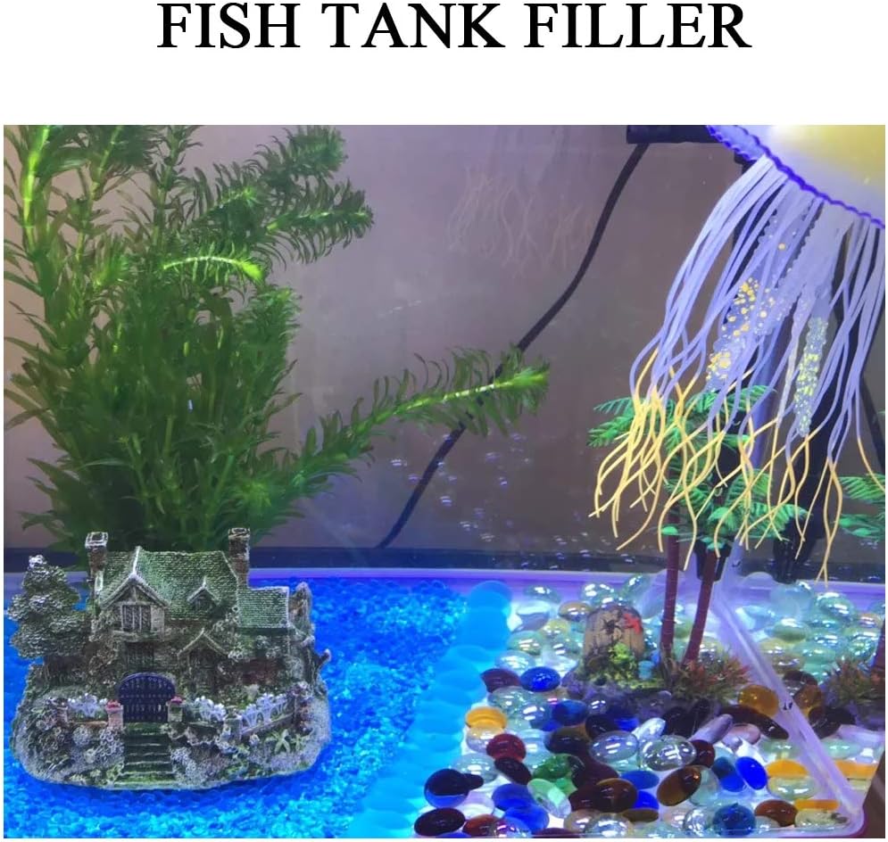 KINGOU Flat Glass Gems/Marbles/Stones/Beads for Vase Filler, Table Scatter, Games - 1 Lbs (17-19mm, Approx. 3/4")-Amber