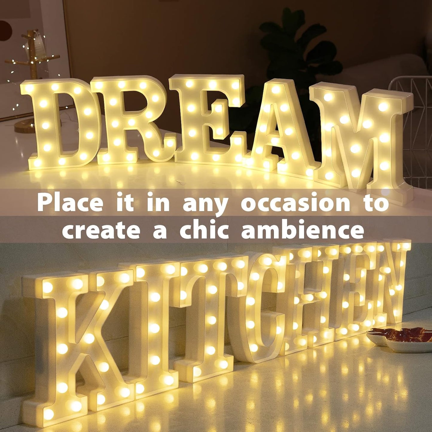 HXWEIYE LED Marquee Letters Lights Sign - 26 Alphabet & Number 0-9 Warm White Led Letters for Bar Party Birthday Home Wedding Decor