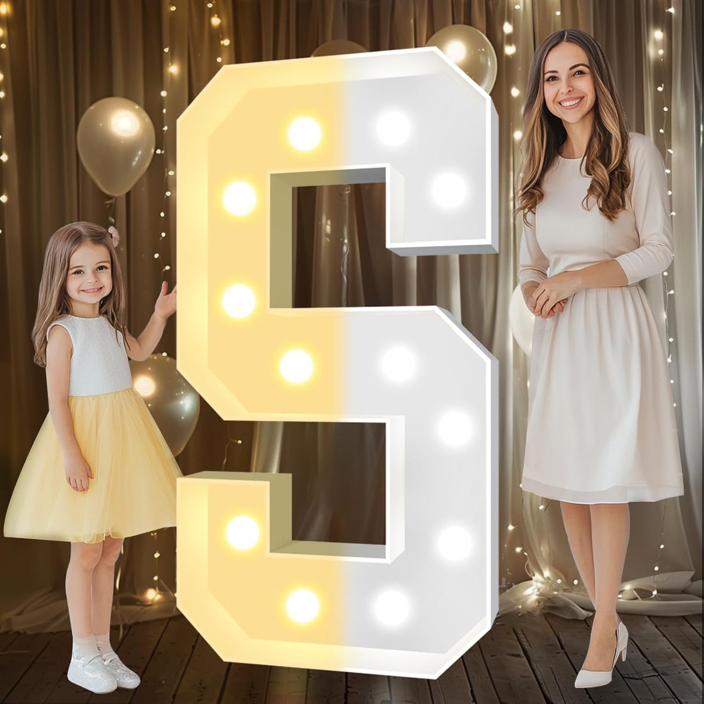 Pooqla 4 FT Marquee Light Up Letters, Cool White and Warm White Marquee Letter 4 Feet Tall, Giant LED Sign Big Mosaic Letter S for Balloons Birthday Party Anniversary Wedding Decorations