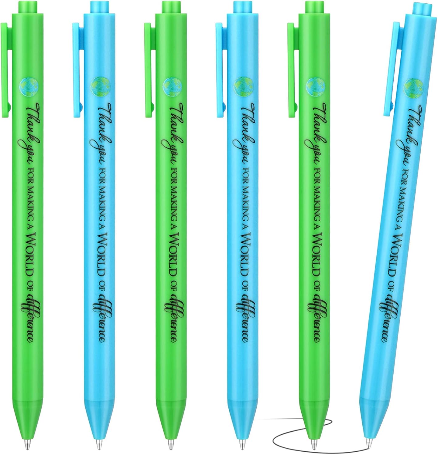24 Pcs Earth Day Pens Bulk Party Favors Novelty Cute Green Blue Retractable Ballpoint Pen Earth Day Gift for Desk Decoration Accessories Stationery Office, 2 Styles