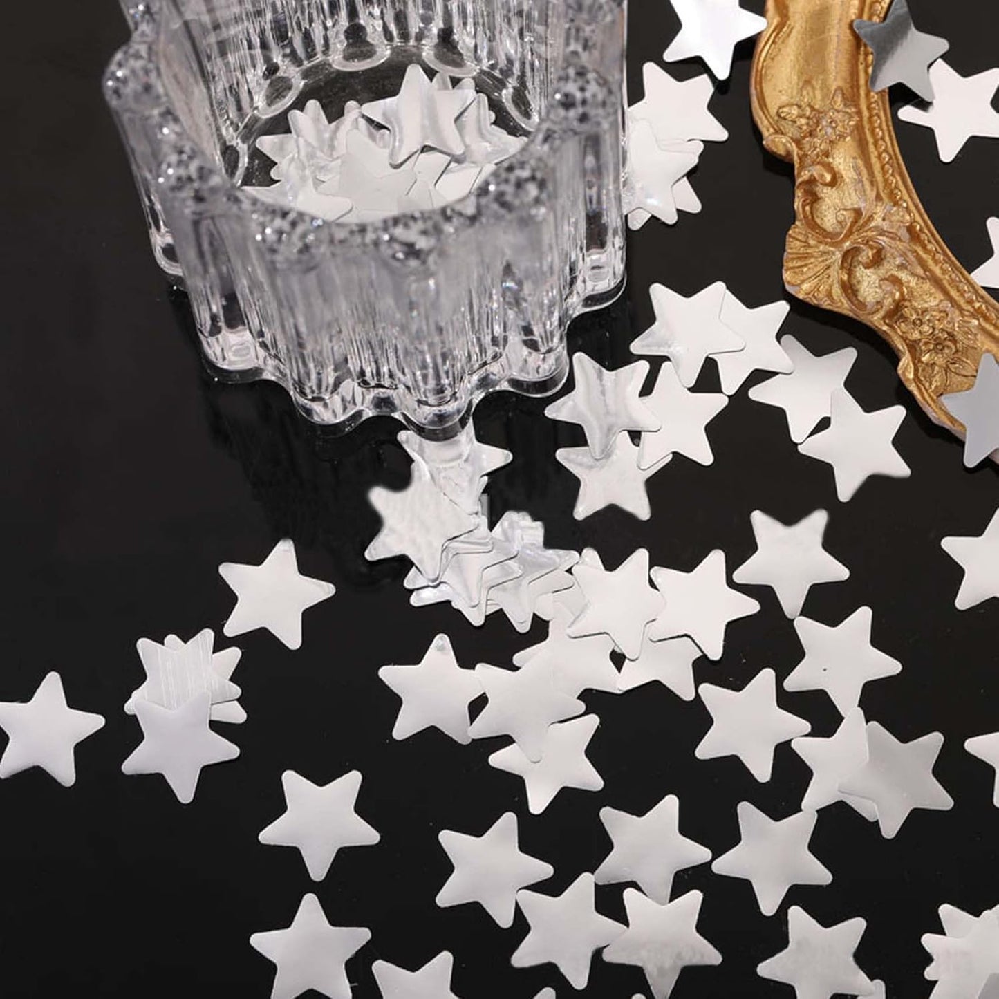 Silver Star Foil Confetti Beautiful Metallic Table Confetti Glitter for Fill Balloons, Wedding,Birthday,Party,Festival Decoration(8000PCS)