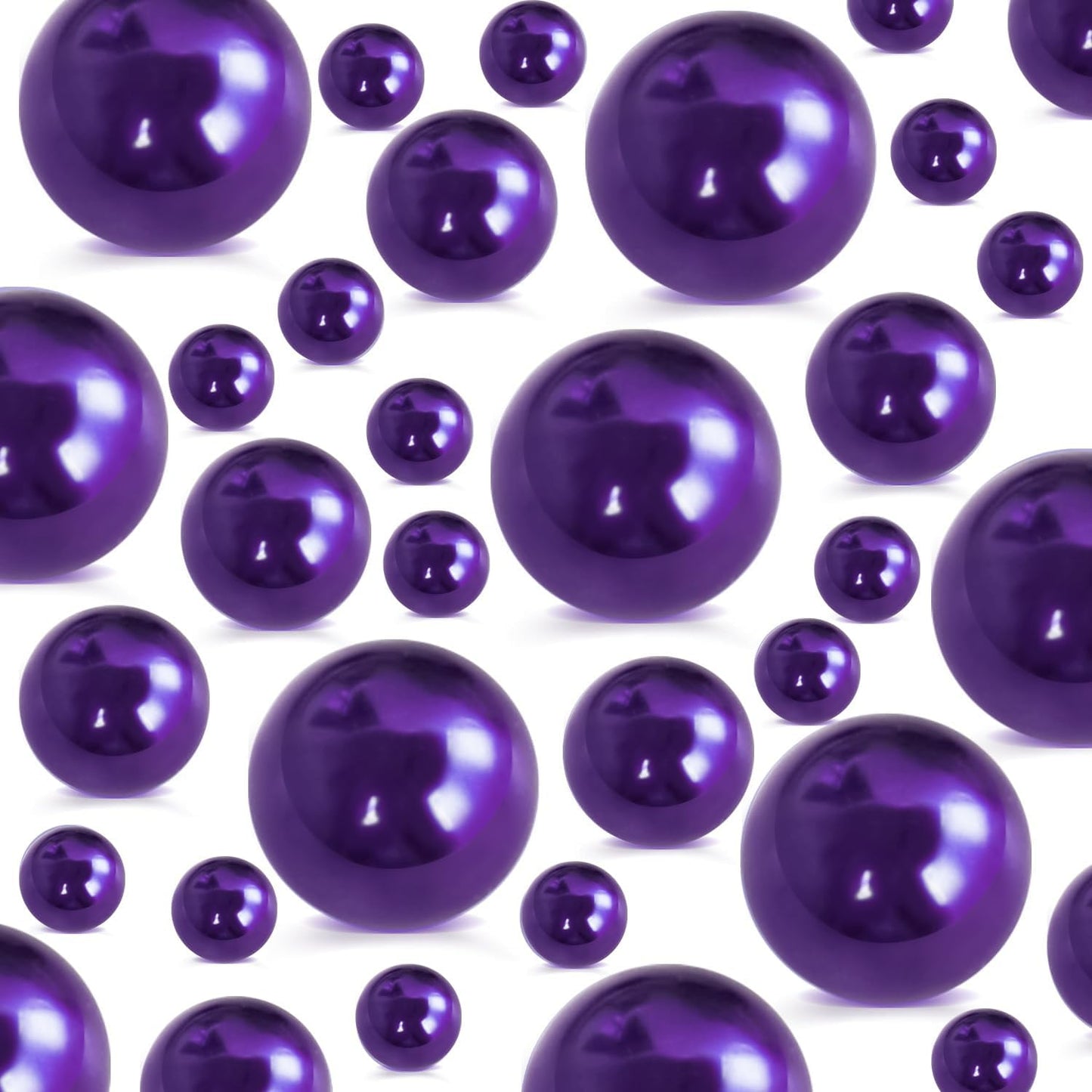 260Pcs Dark Purple Glossy Beads for Centerpiece Decor, Artifical Pearls Vase Filler, No Hole Round Pearl Beads for Wedding Birthday Christmas Party Home Decor(18mm 14mm 6mm)