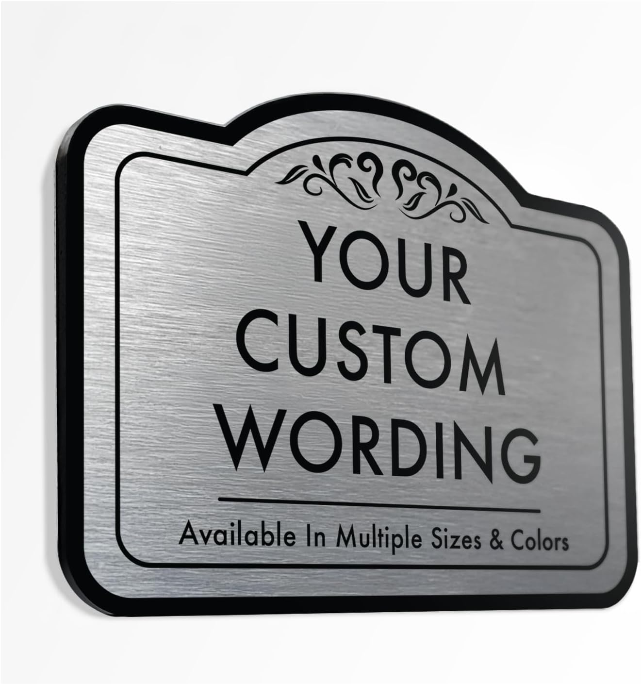 Custom Decorative Outdoor Metal Sign - Personalized Aluminum Driveway Sign, Waterproof, Made in USA - Design 1 Metallic Silver 8x8 In