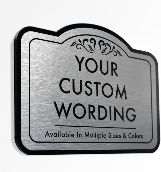 Personalized Custom Metal Signs, Aluminum Waterproof Made in USA - Design 1 Metallic Silver 12x12