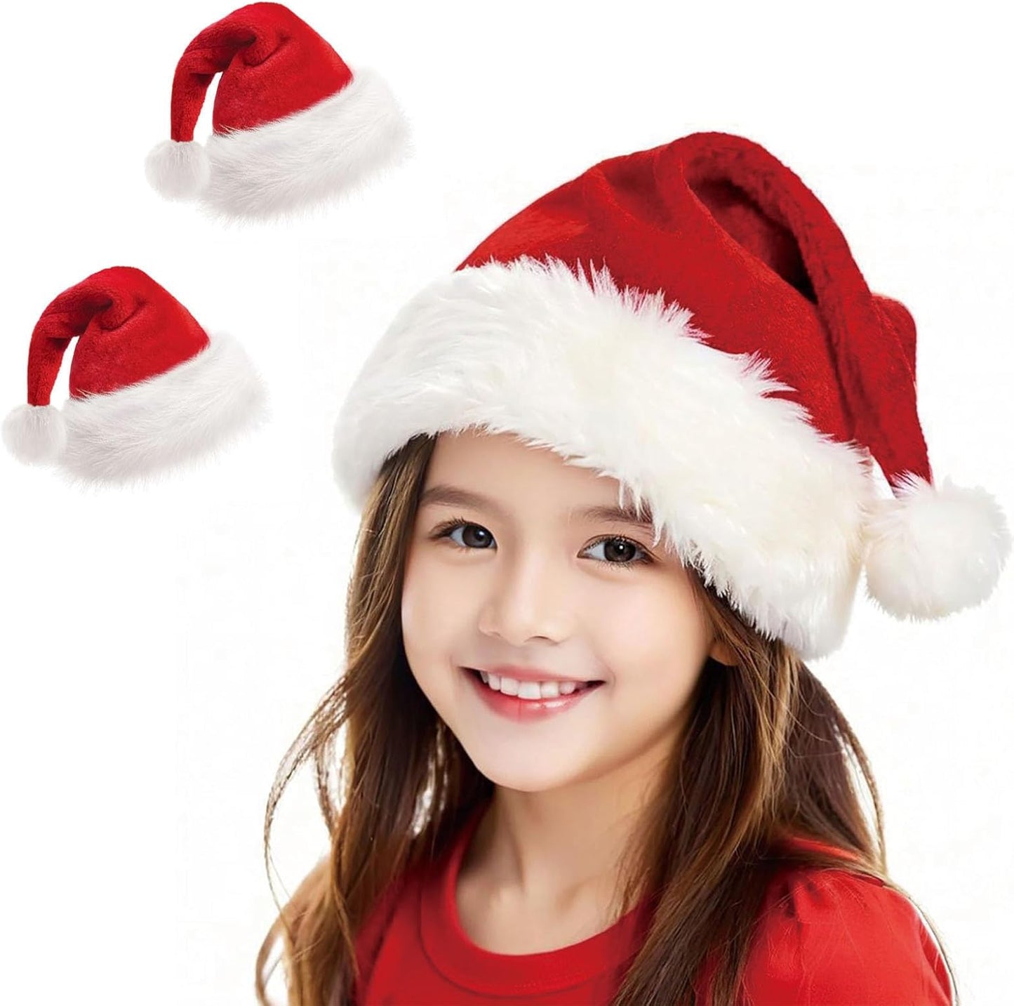 Christmas Hat for Kids,Santa Hat Xmas Hat Velvet Comfort Thicken Fur Holiday Hat