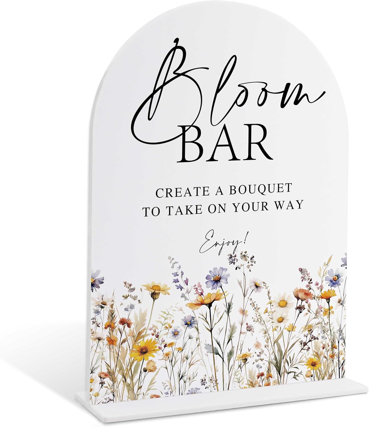 Wedding Signs for Ceremony and Reception, Boho Floral Acrylic Bloom Bar Sign, Wedding Signage with Stand, Bridal Shower Table Centerpieces, Bloom Bar Supplies for Engagement Reception Event Party, 20