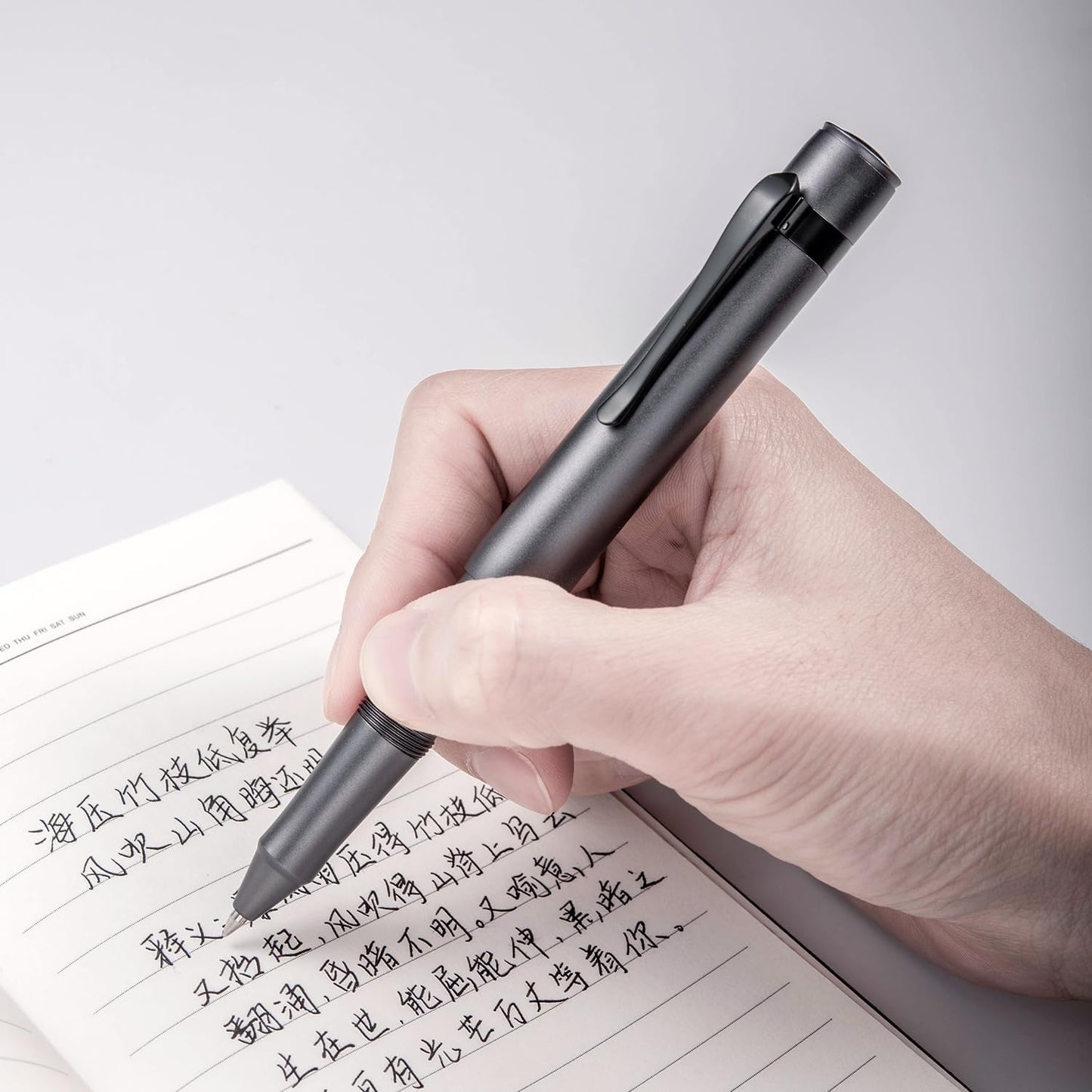 Hongdian M2 Black Forest Mini Rollerball Pen, Fine Point 0.5mm, Sleek Aluminium Pocket Pen with Black Ink Refill, Ideal for Travel & Signature (Space Gray)