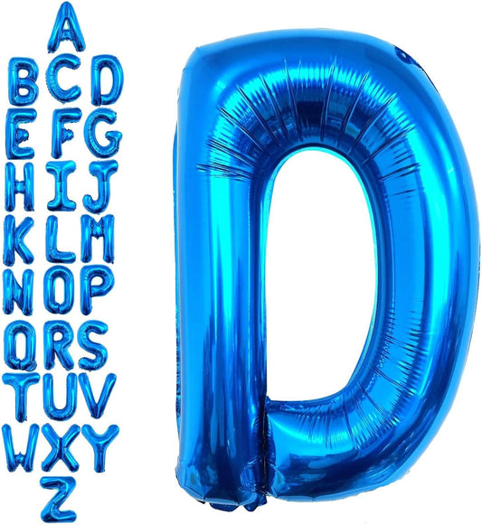 40 Inch Blue Letter D Balloons, DIY Phrase Foil Alphabet Letter D Balloons DIY Word D Banner for Birthday Anniversary Celebration Graduation Party Supplies Decoration