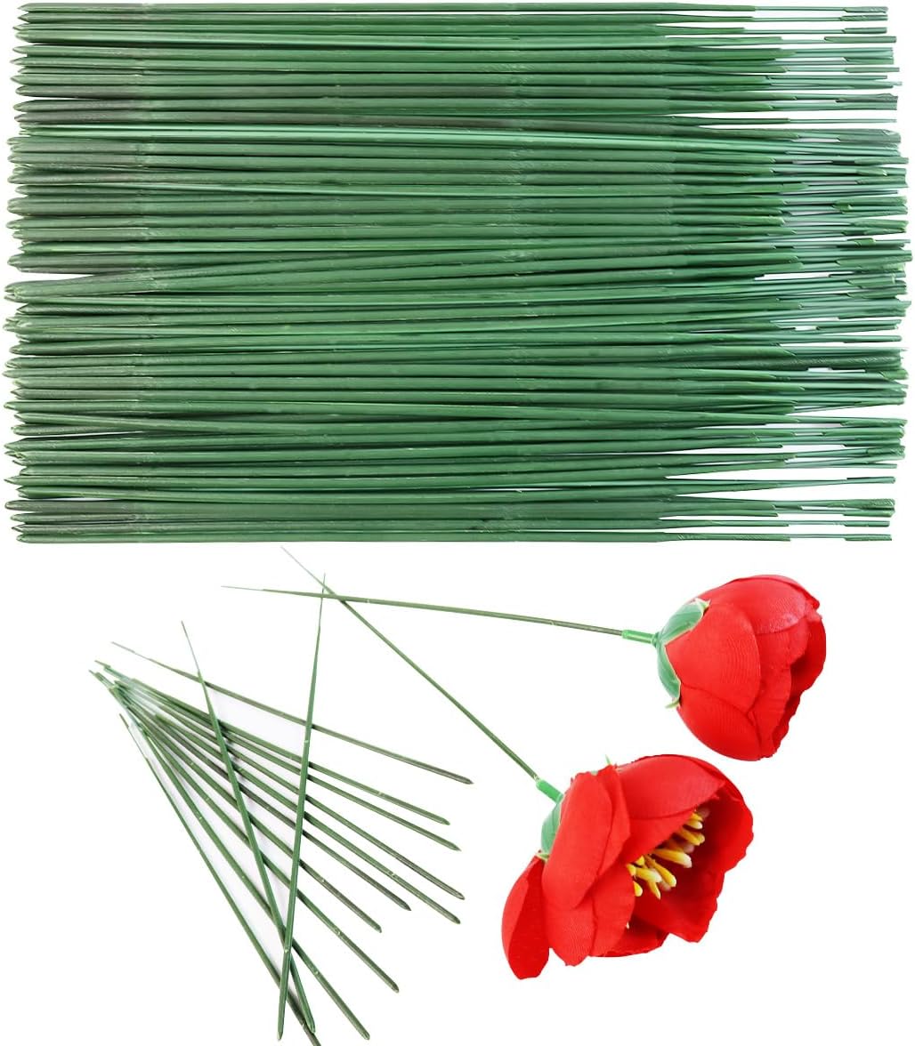 Green Floral Stems - 100pcs Plastic Flower Rods for Bouquets and Arrangements, Ideal for Crafts and Florists (17CM /6.7in)