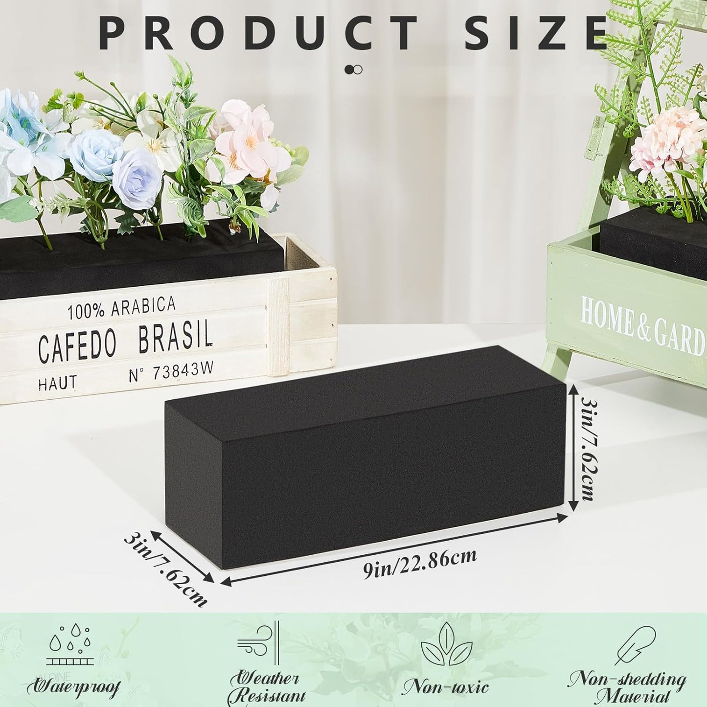 Lallisa 4 Pcs Reusable Floral Foam Blocks Water Weather Resistant Dry Floral Foam for Artificial Flower Arrangements Outdoor Flower Boxes Outside Hanging Planters Wedding Home Decor (9 x 3 x 3")