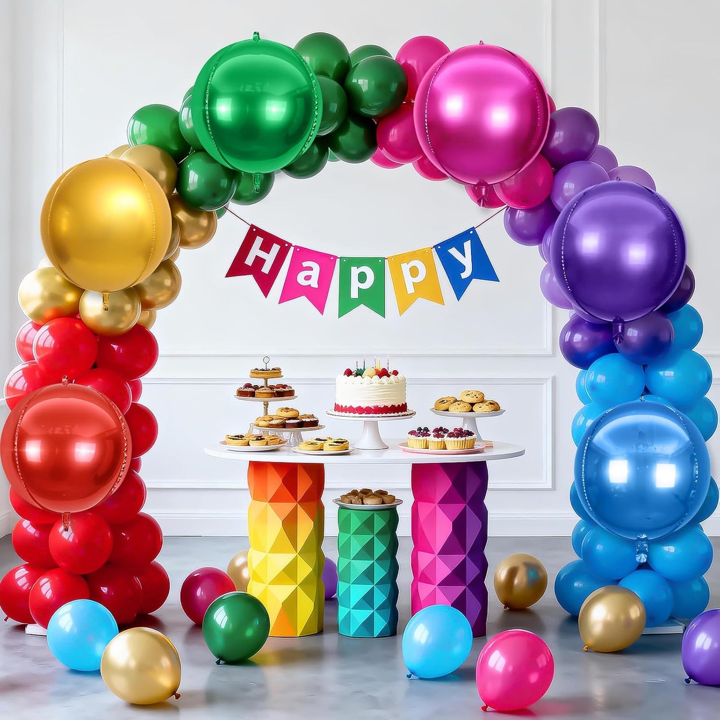 6Pcs Colorful Round Foil Balloons,Giant 4D Round Ball Balloon,22 Inch Large Balloons for Birthday Wedding Baby Shower Anniversary Engagement Party Decorations