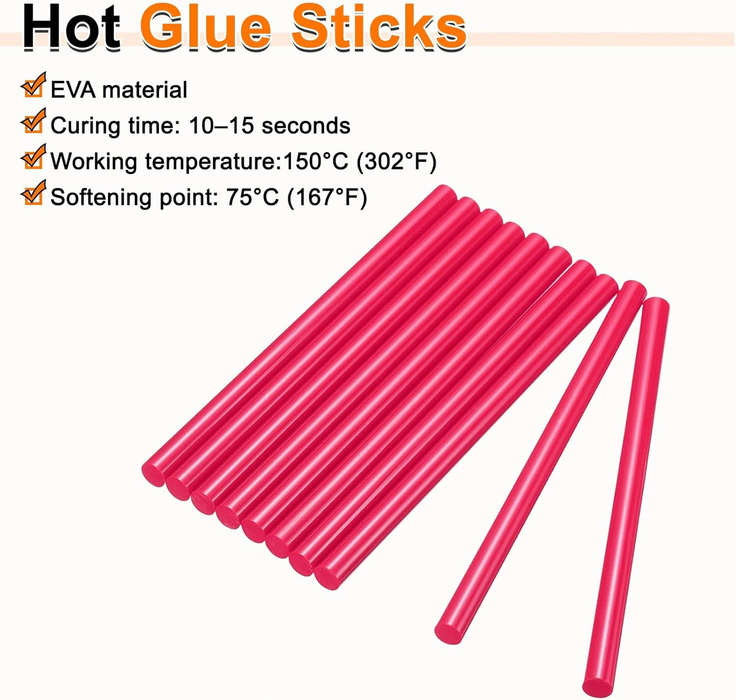 HARFINGTON 10pcs Hot Glue Sticks 0.43" Dia x 9.84" Long EVA Mini Hot Melt Adhesive Glue Stick for Hot Melt Gun Wood Plastic Glass Flowers Fabrics Foam, Rose Red