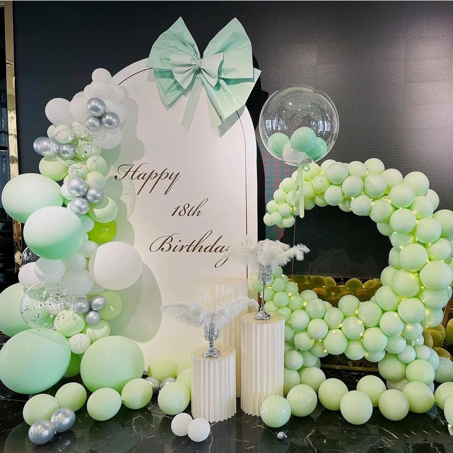 412pcs Pastel Mint Green Balloon Garland Arch Kit 18 12 10 5 Inch Different Sizes Light Latex Balloons for Baby Shower Birthday Wedding Jungle Forest Party Decoration
