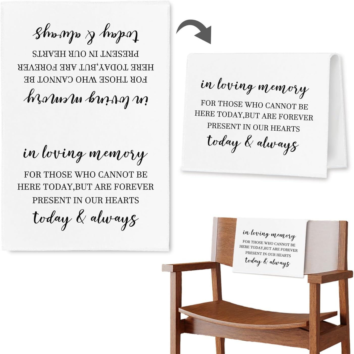 In Loving Memory Wedding Sign, Reserved Memorial Chair Signs Pew Cloths Seating Placeholder, Wedding Decorations for Reception Event Celebrations (today & always, 1 Pc)