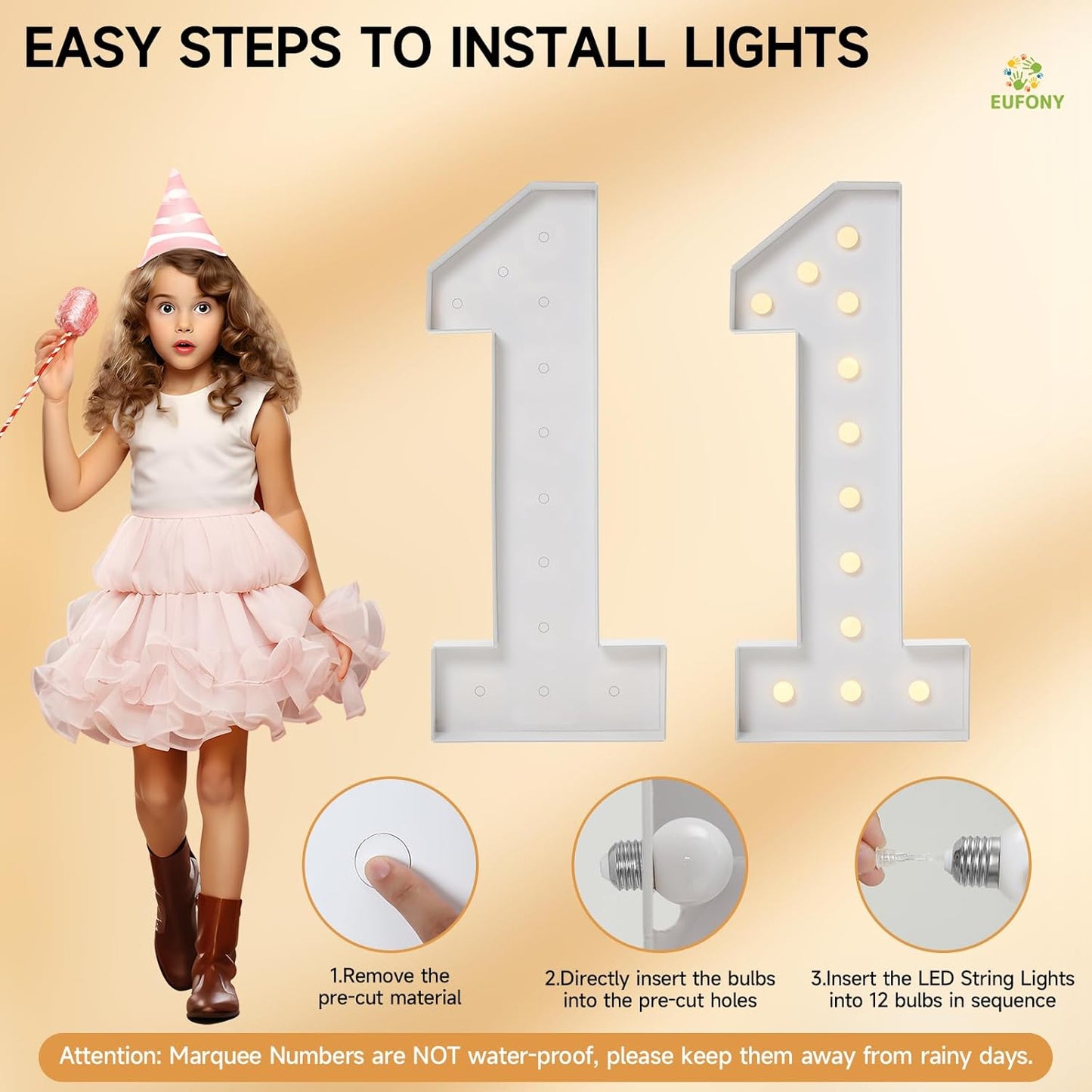 4FT Marquee Numbers, Large Light Up Numbers 4 for 4th 14th 40th Birthday Party Decorations, Giant Light Up Number for 2024 Graduation Prom Decor, 4 Feet Number 4 w/Lights DIY Kit