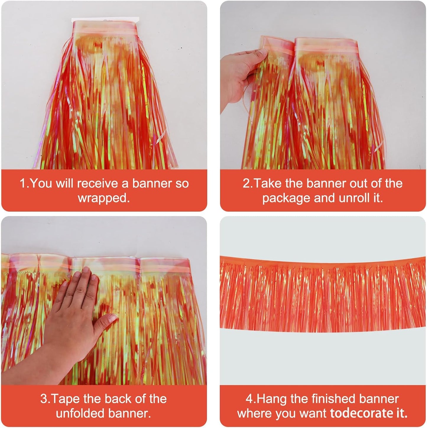 BEISHIDA 3 Packs Metallic Foil Fringe Garland Shining Red Wall Hanging Tinsel Fringe Banners for Car Floats Bridal Shower Wedding Birthday Easter Graduation Holiday Party Decoration(30 Feet)