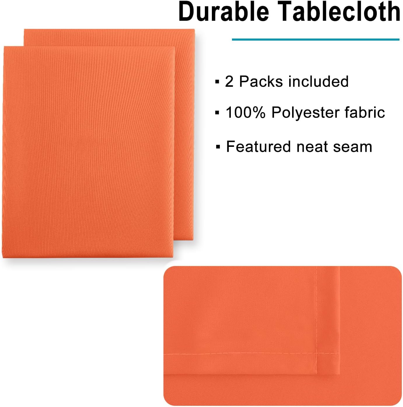 Hiasan 2 Pieces Pumpkin Orange Square Tablecloth - Waterproof and Spillproof Restaurant Washable Polyester Table Cloth for Dining Room, 60 x 60 Inch