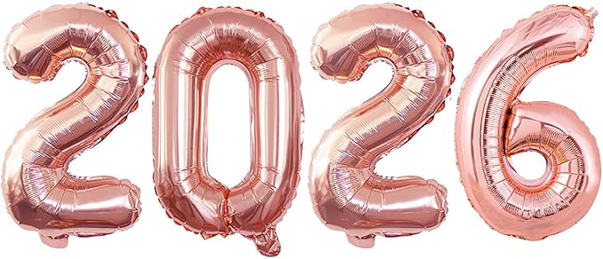GOER 2026 Foil Number Balloons for 2026 New Year Eve Festival Party Supplies Graduation Decorations (Rose Gold,16 Inch)