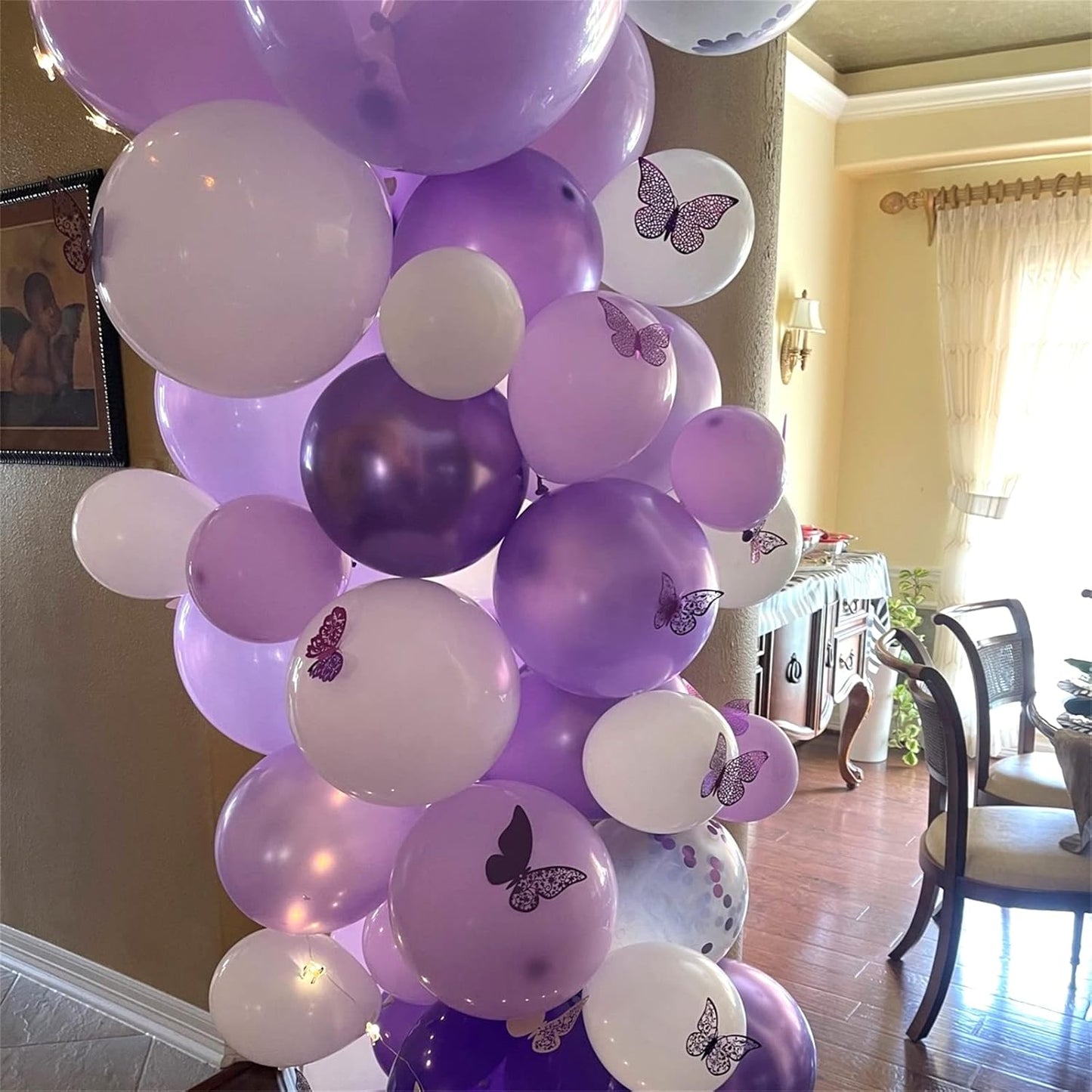 Purple and White Balloons, 30Pcs Dark Pastel Purple White Lilac Confetti Helium Balloons, Lavender Party Balloons for Girls Women Wedding Halloween Birthday Bridal Shower Graduation Party Decorations
