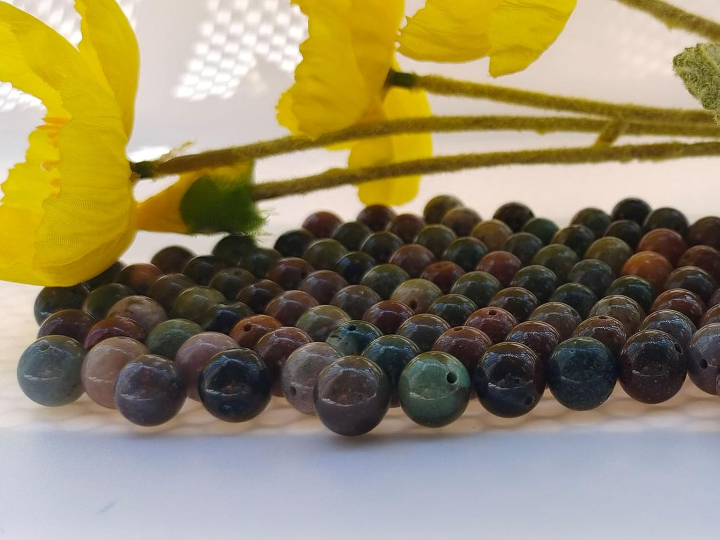 Stone Beads 8mm 100pcs Indian Agate Beads Round Loose Gemstones Beads for Bracelet Necklace Jewelry Making (8mm, 60807 Indian Agate)