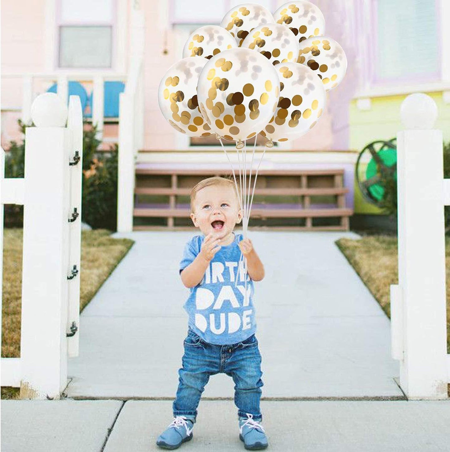 50pcs Gold Foil Confetti Balloons,12 inch Latex Balloon with Gold Confetti Inside for Birthday Family Party Wedding Party Baby Shower Decoration Supplies