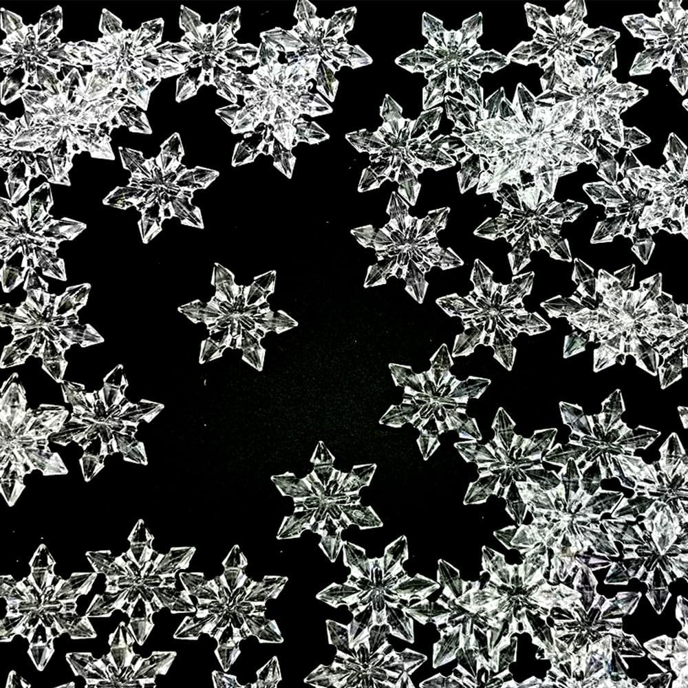 HappyFiller Sensory Bin Filler Gems 114 PCS Clear Mini Acrylic Snowflake No Holes Crystal Centerpieces for Vase Fillers,Home Decorations,Winter Table Scatters,Crafts,10 OZ