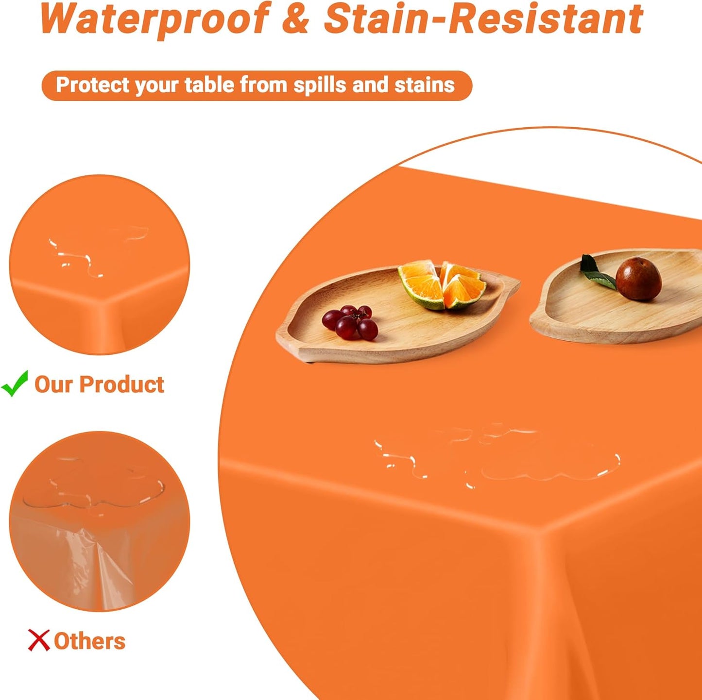 QZYL 12 PCS Orange Rectangle Table Cover, Disposable Plastic Table Cloth Rectangle, 54 X 108 in Decorative Smooth Table Cloth for Picnic Table Birthday Parties Weddings Outdoor Celebrations