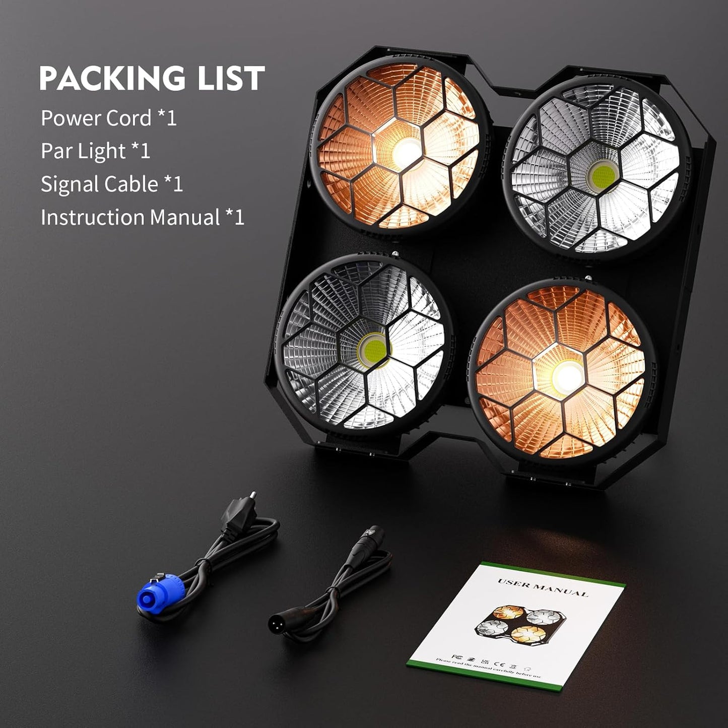 Stage Lights, 4X100W COB Spotlight LED Par Can Retro Lights, 2 in 1 Cool White & Warm White DMX512 Sound Activated Blinder Uplights for Events Parties Wedding Church Concert Studio Show Dance - 4Packs