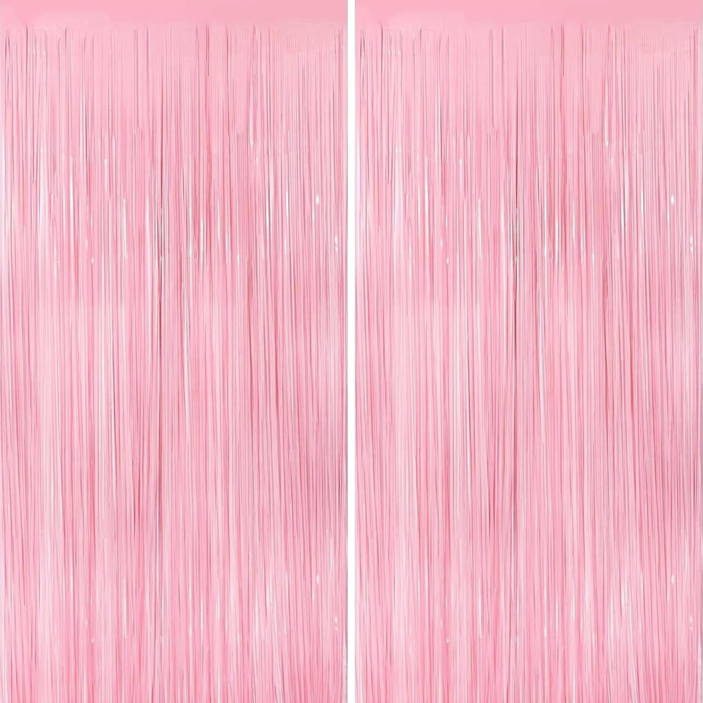Keyali 2 Pack 3.3 * 8.3 ft Foil Curtain Metallic Tinsel Fringe Curtains Photo Booth Props Backdrop for Birthday Wedding Engagement Baby Shower Christmas Holiday Celebration Party，Pastel Pink