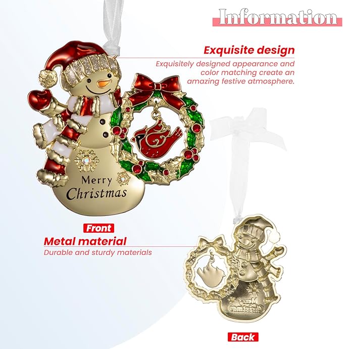 LIFE&FOOT Christmas Tree Ornaments 2025 Hanging Charm Decorative Pendant of Car Charm Holiday Keepsake Gift Home Decor (Snowman (Gold))