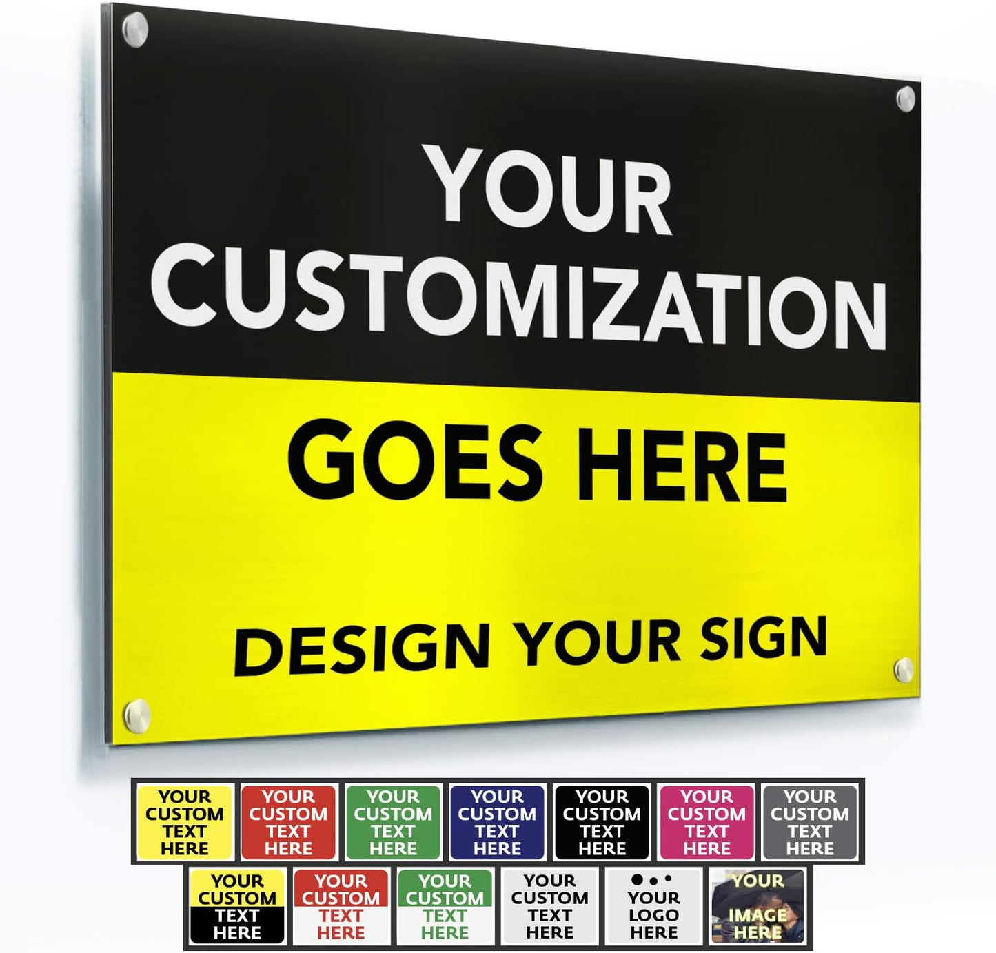 Custom Metal Signs, Personalized Aluminum, Customized Safety, Business Signs - Waterproof Outdoor, White Aluminum (Black & Yellow, 7x7 In)