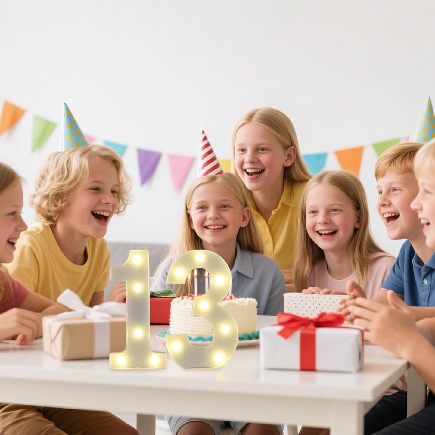 LED Marquee Letter Lights, Decorative Light Up Numbers for 13th Birthday Party, Battery Operated, Warm White Small Marquee 13 Sign for Anniversary Decorations