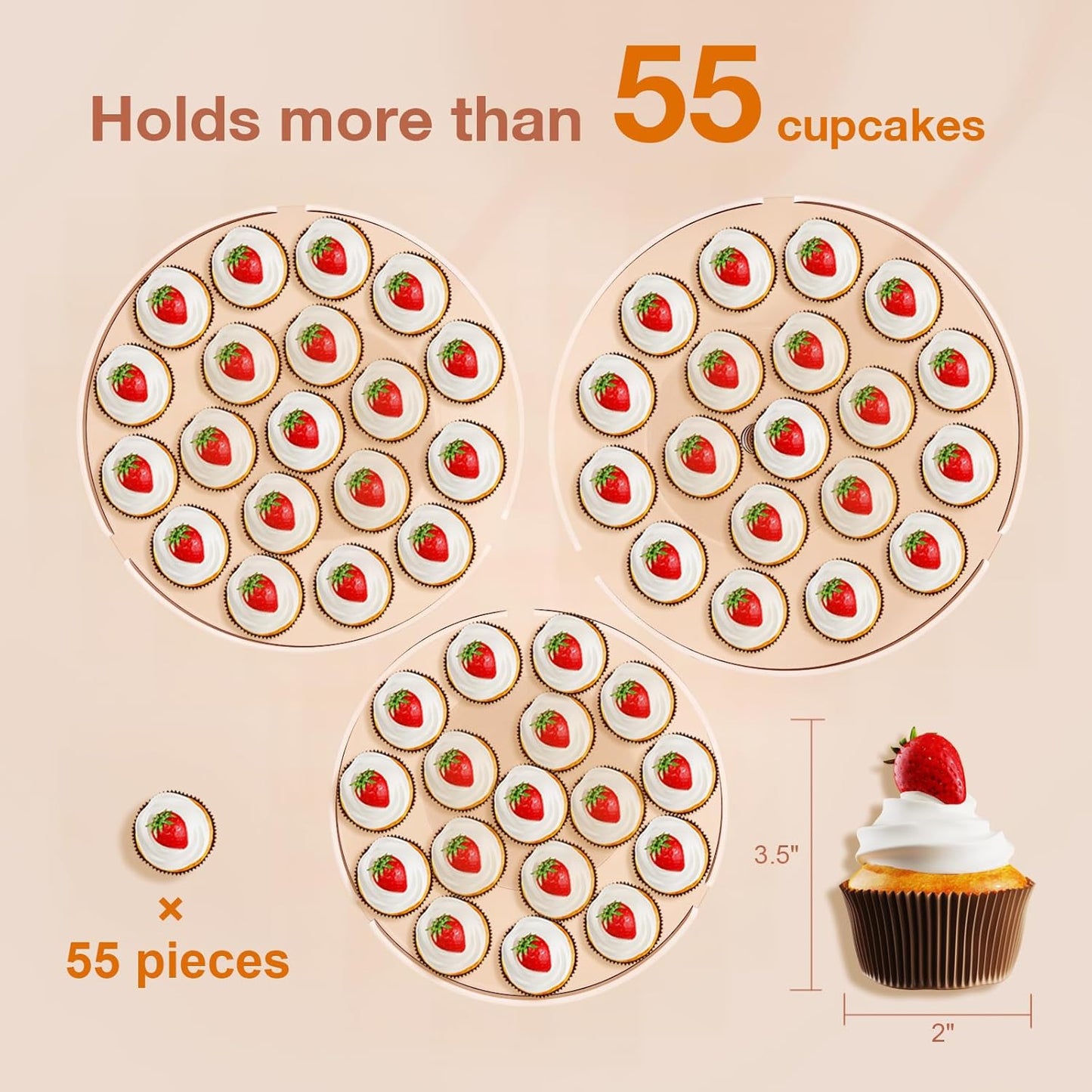 Acrylic Cupcake Stand, Clear Dessert Dessert Table Display Set, Cupcake Tower Holder Display with Base for Wedding, Party, Baby Shower, 3 Set Round, Transparent