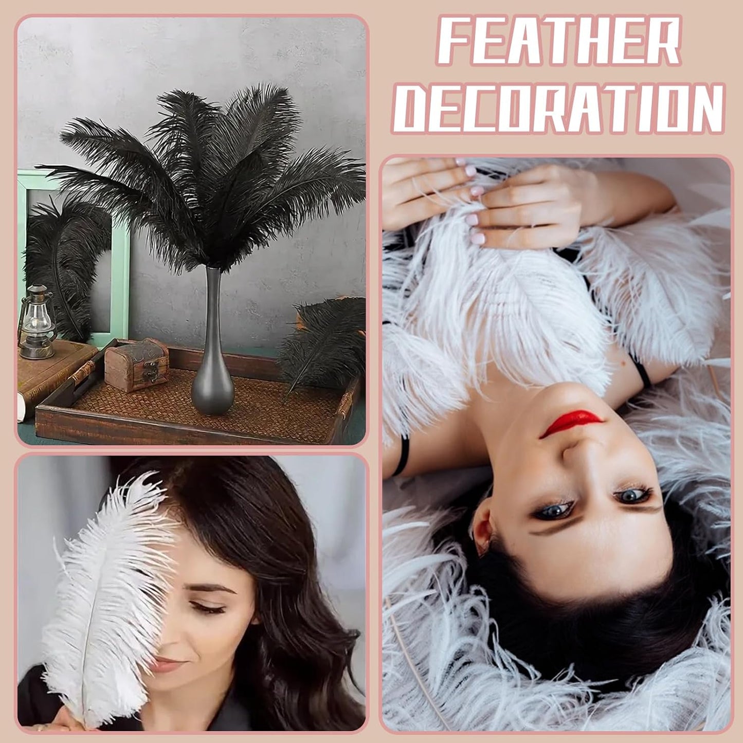 Bulk Red Ostrich Feathers - 12pcs 12-14inch Crafting Supplies for Centerpiece Table Decorations