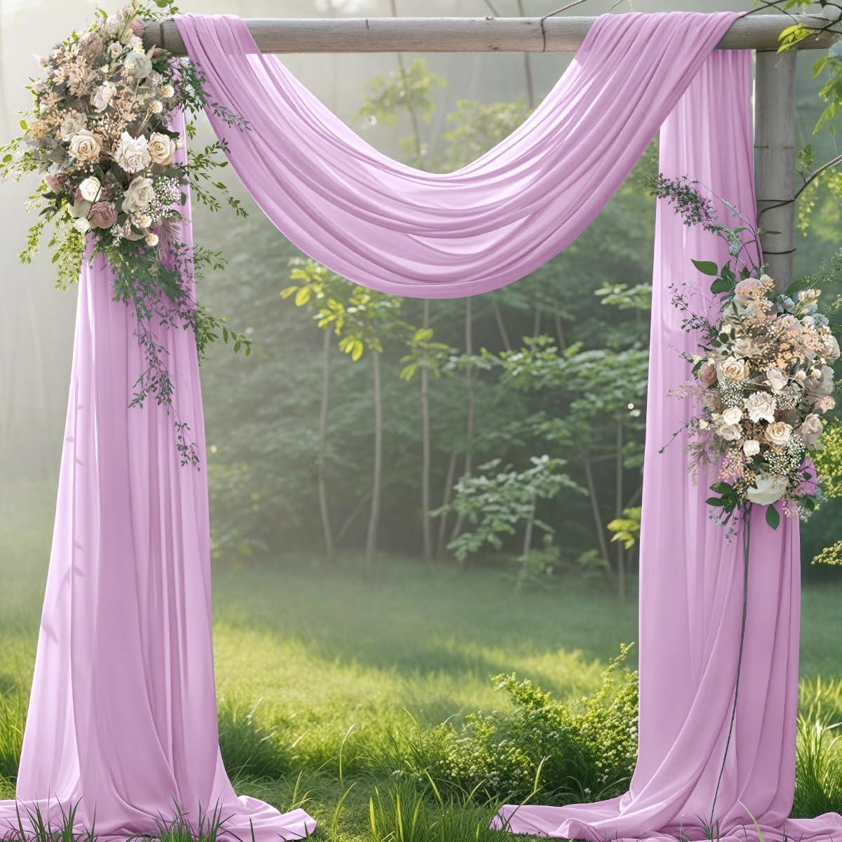 Lilac 2 Panels Wedding Arch Draping Fabric 29" x 20Ft Sheer Drapes Outdoor Curtain for Wedding Party Baby Bridal Shower Arch Ceiling Backdrop Decor