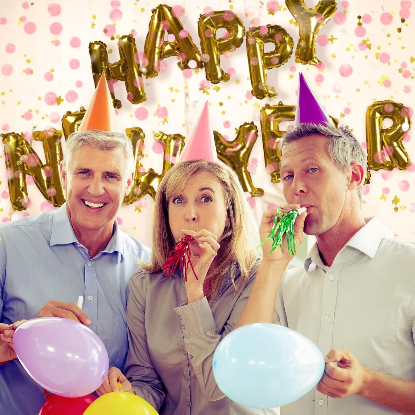 Juvale Party Noise Makers & Horns 50-Pack 5 Colors - Plastic Blow Pipes with Tinsel Fringe - Bulk Party Blowers - Birthday & Sporting Event Favors