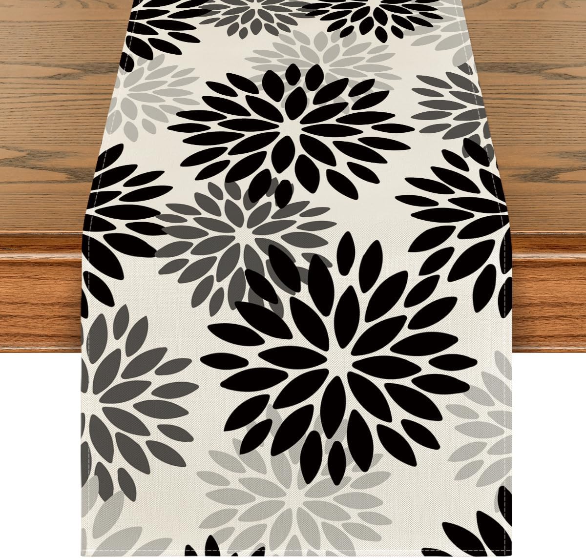 Artoid Mode Black Dahlia Floral Pinnata Halloween Table Runner, Fall Autumn Kitchen Dining Table Decoration for Home Party Decor 13x72 Inch