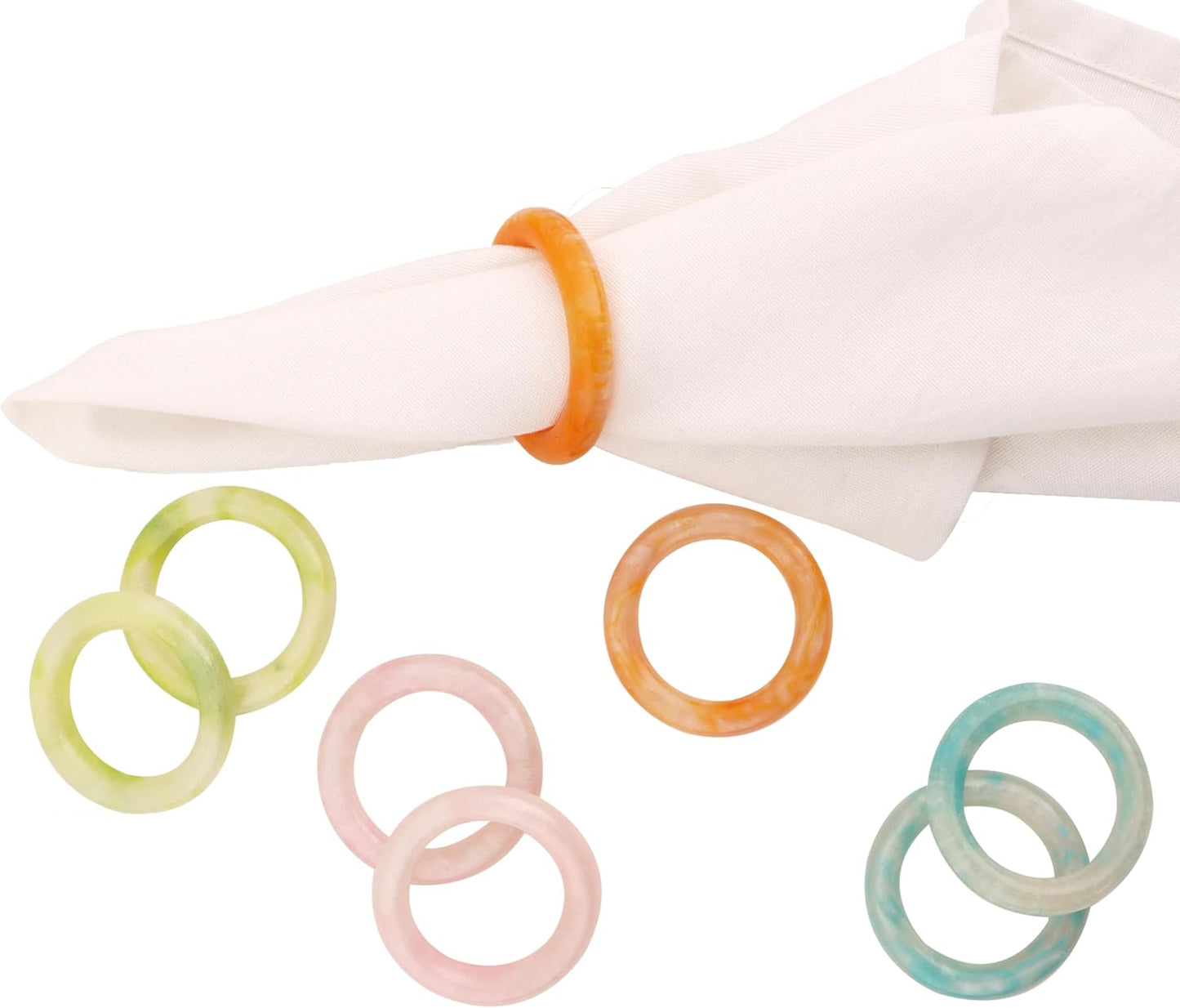 Napkin Rings Set of 12 - Epoxy Resin Napkin Holder Cuffs for Dinner Table Décor - Farmhouse Modern Serviette Rings for Weddings, Parties, Receptions, Banquets, Daily Use (Pastel) - CLEENTABLE