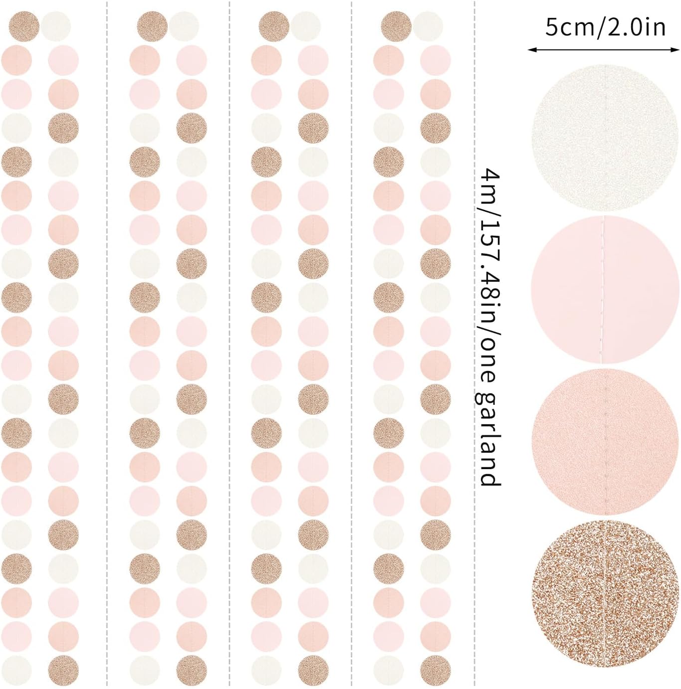 Rose-Gold Pink-White Birthday Party-Decorations Streamers - 52Ft Baby Bridal Shower Hanging Paper Garland Banner,Bachelorette Wedding Engagement Christmas Supplies Backdrop Graduation Decor Hugtmr