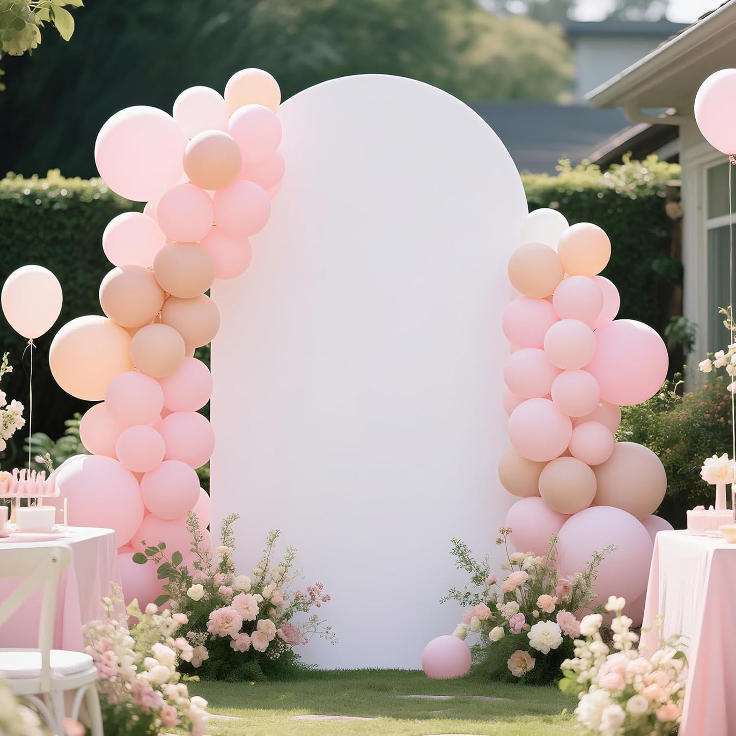 Ledido Wedding Arch Backdrop Cover 7.2FT Arch Covers Fitted Stretchy Spandex Round Top Stand Backdrop Cover for Wedding Banquet Ceremony Birthday Party Baby Shower Event Decoration,White